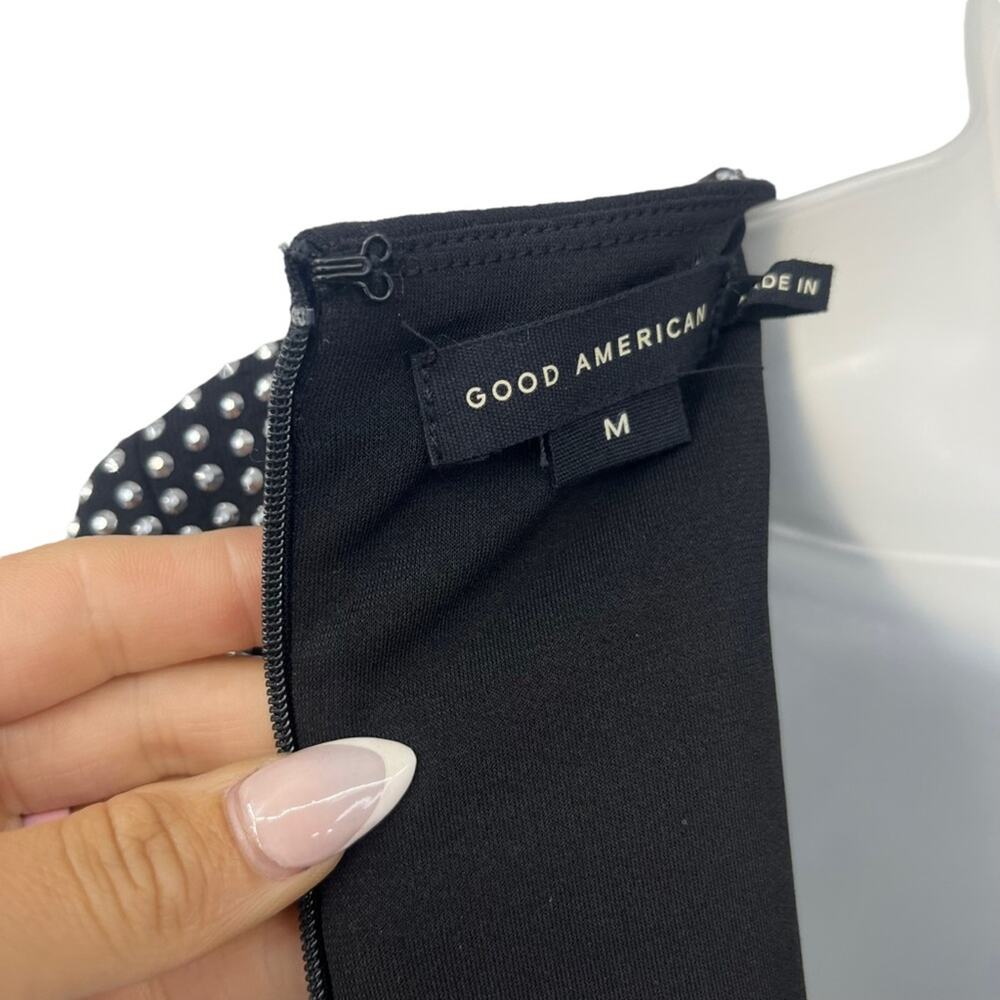 GOOD AMERICAN  Embellished Mini Dress in Black Bodycon Long Sleeve Crew Neck Med - Picture 13 of 14